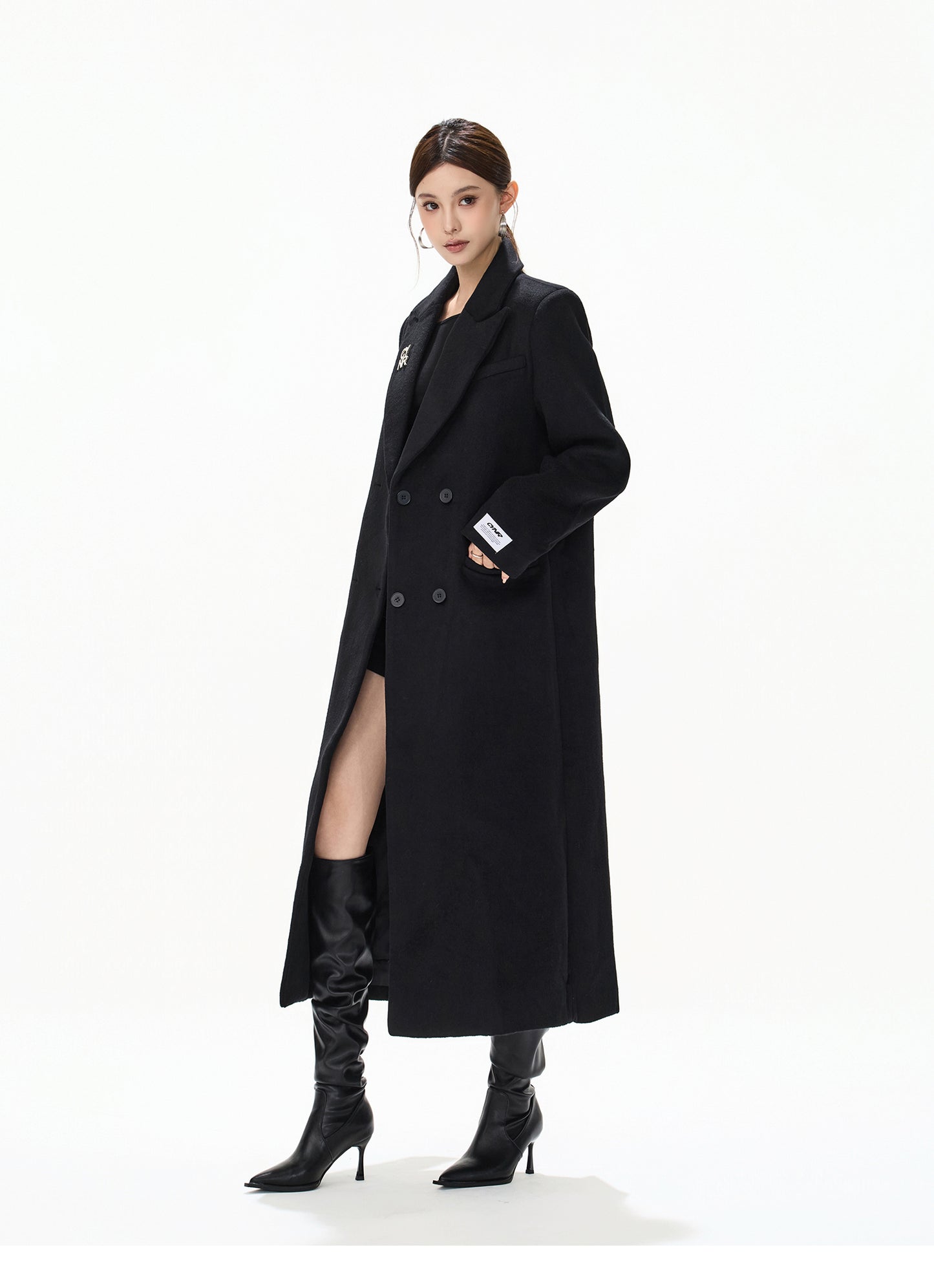 RHINESTONE WOOL OVERSIZED COAT