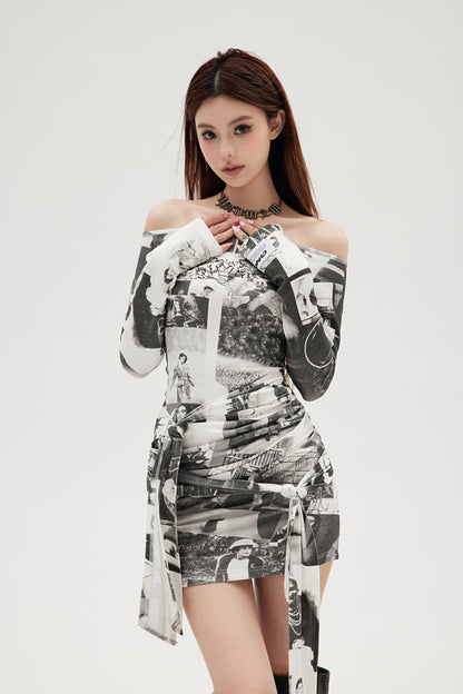 VINTAGE STAMP PRINT DRESS