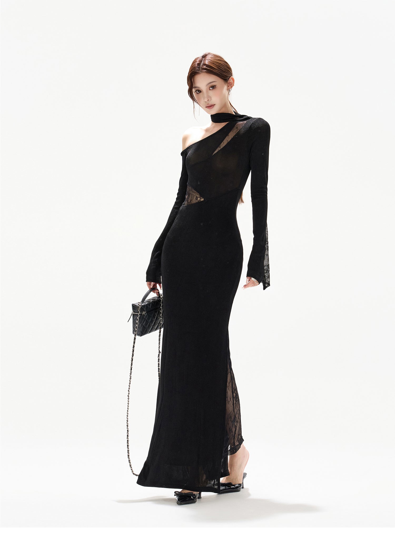 LACE PATCHWORK KNITTED SLIM ONE-PIECE – BIBIDO