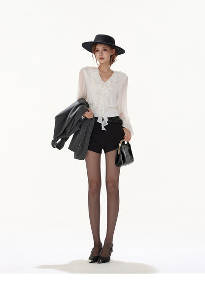 ELEGANT STRETCHED OUT COLLAR BLOUSE