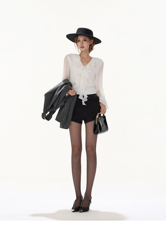 ELEGANT STRETCHED OUT COLLAR BLOUSE