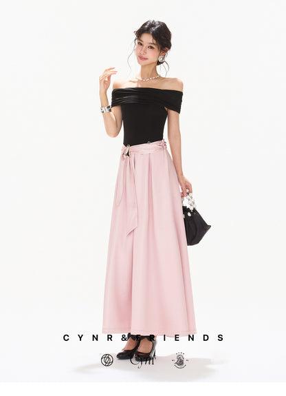 BLACK ROSE SATIN DRESS