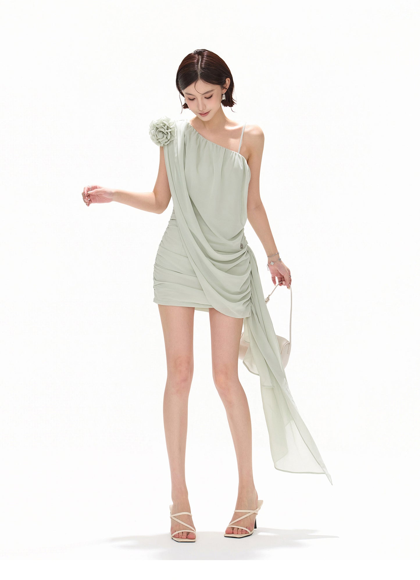 FLORAL ASYMMETRIC MINI DRESS