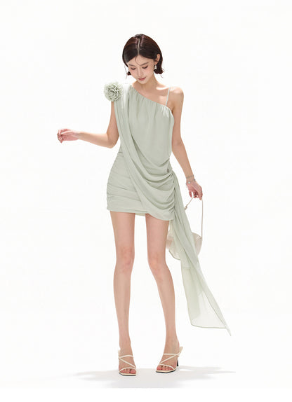 FLORAL ASYMMETRIC MINI DRESS