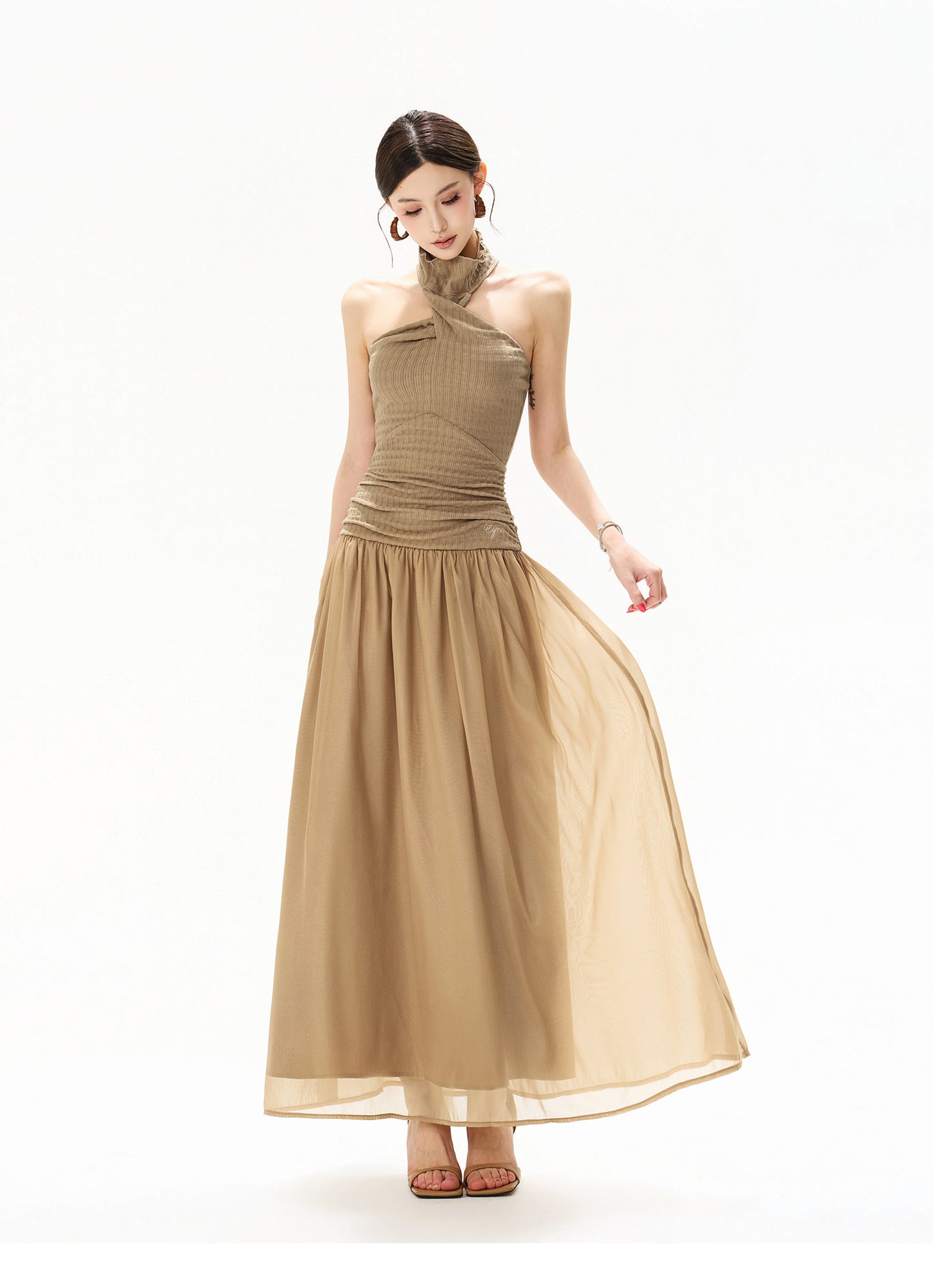 【日本在庫 】FRENCH HALTER MAXI DRESS