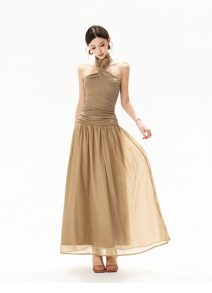 【日本在庫 】FRENCH HALTER MAXI DRESS