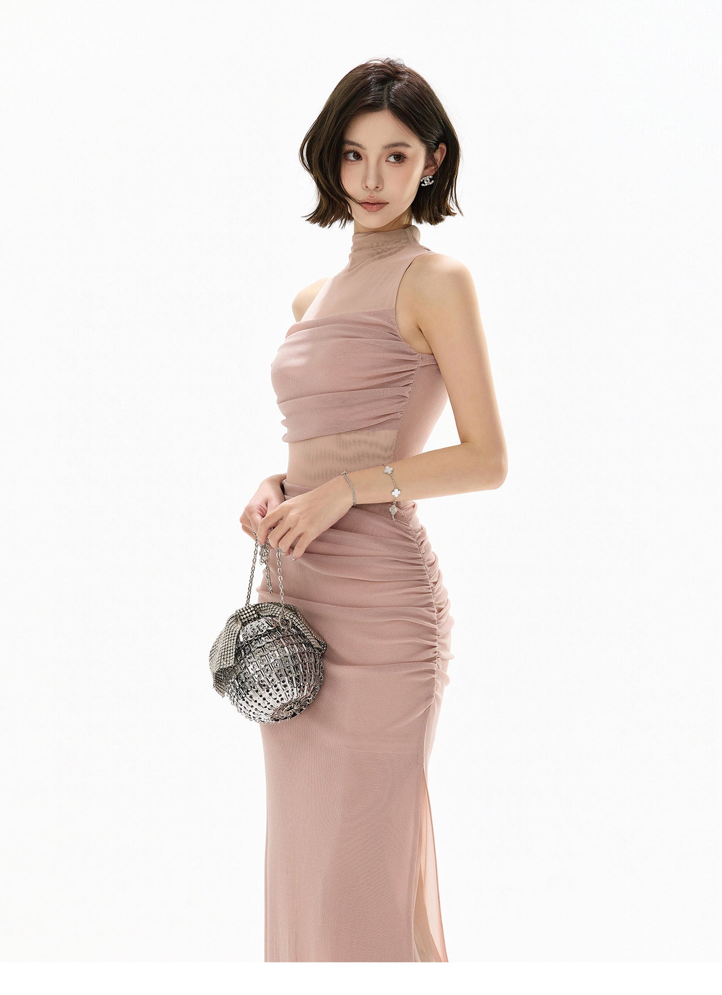 3-WAY FEATHER MUSE HALTER GOWN