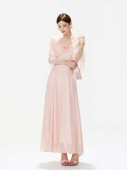 BLUSH FLORAL LACE DRESS