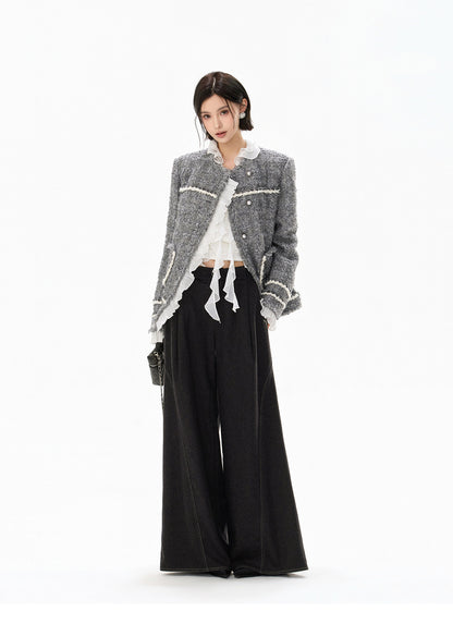 HANDWOVEN TWEED FRILL JACKET