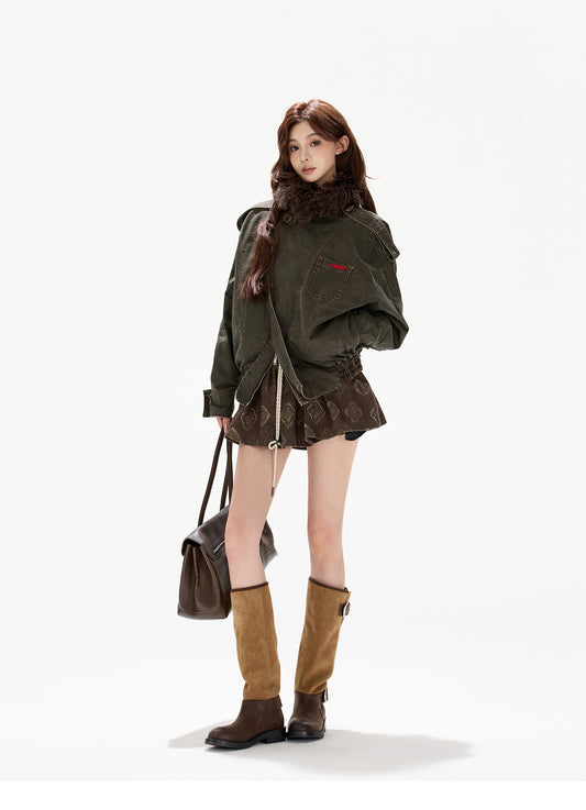 VINTAGE WORK JACKET WITH FUR COLLAR