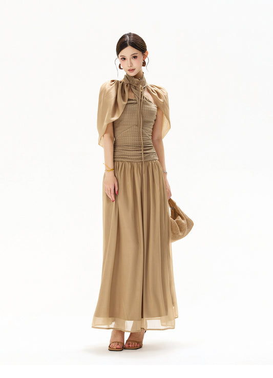 FRENCH HALTER MAXI DRESS