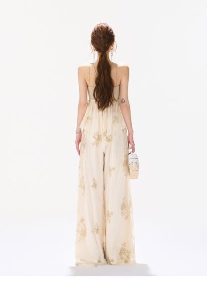 EMBROIDERED CHIFFON HALTER SET