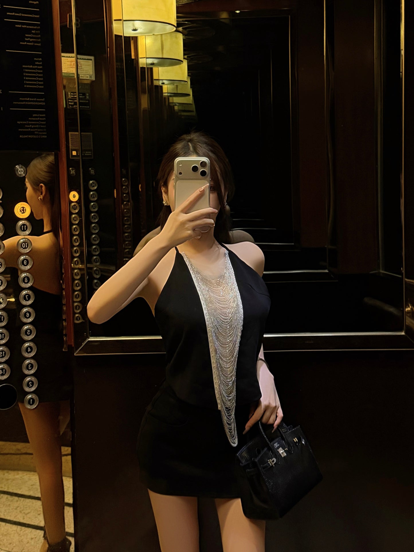 GALAXY RHINESTONE HALTER BACKLESS TOP