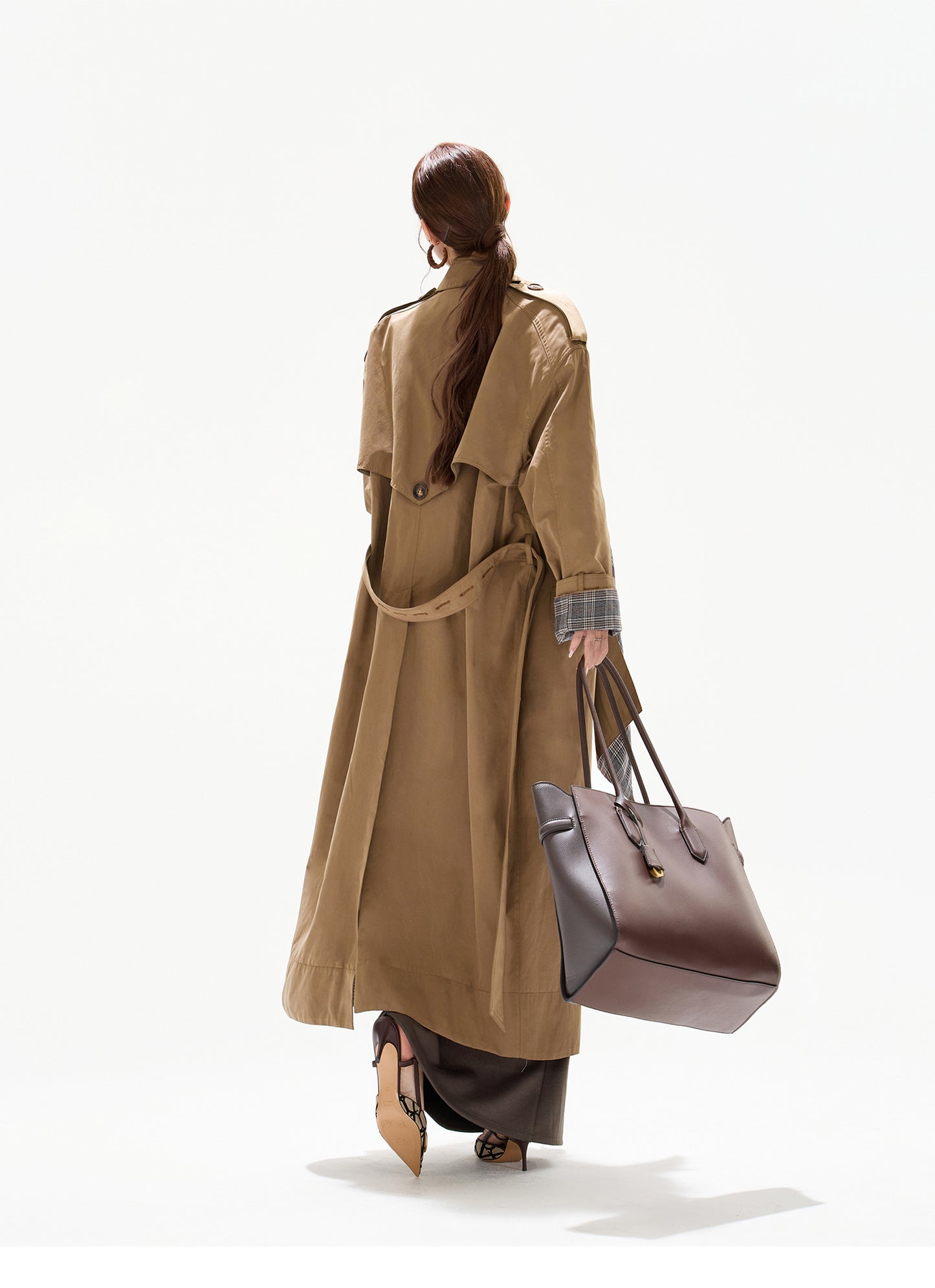 BRITISH PLAID CONTRAST TRENCH COAT