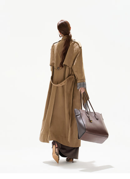 BRITISH PLAID CONTRAST TRENCH COAT