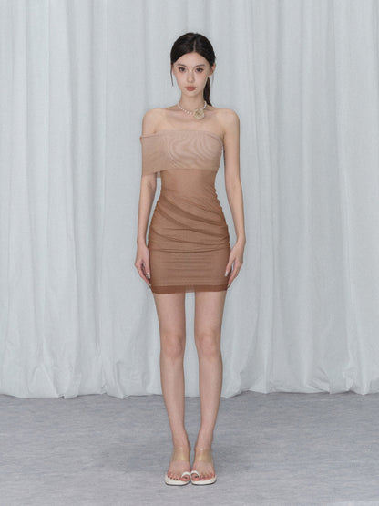 MESH GRADIENT DRESS SHEATH DRESS