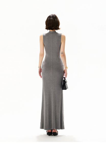 【日本在庫 】PLEATS SLIM KNIT DRESS