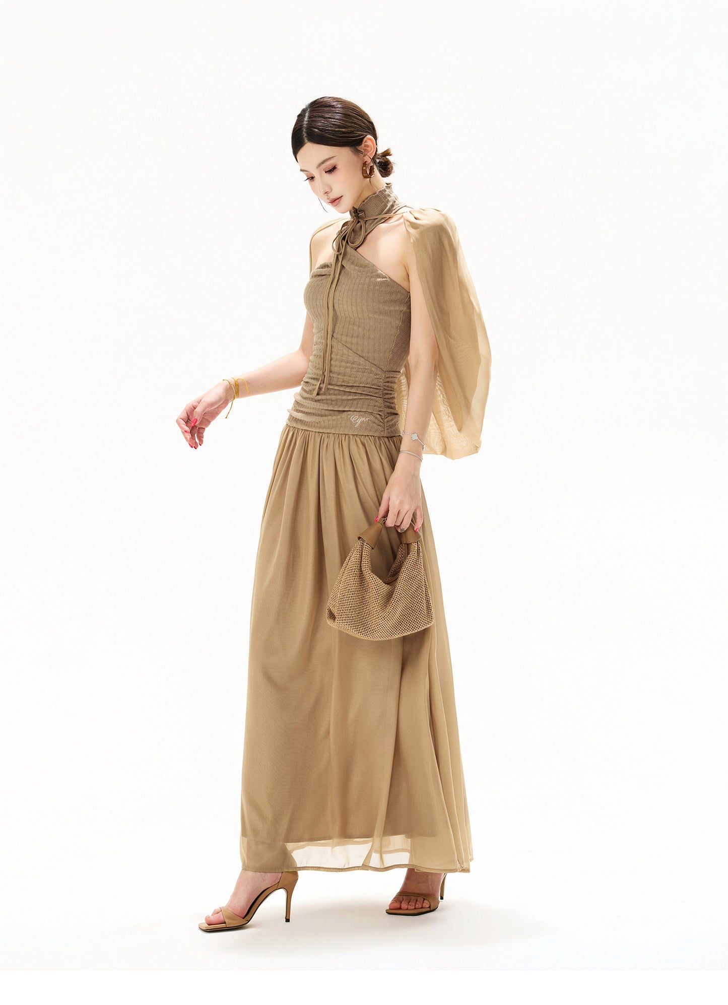 【日本在庫 】FRENCH HALTER MAXI DRESS