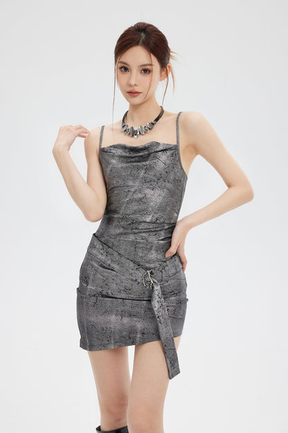 METALLIC KNITTED SLIP DRESS