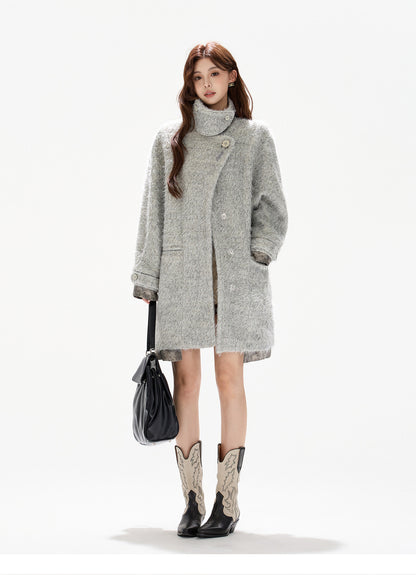 MELANGE WOOL COCOON COAT