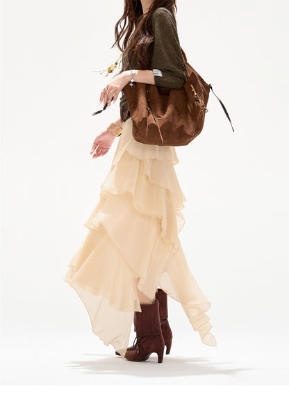 BRITISH BLAZER × BOHO CHIFFON SKIRT