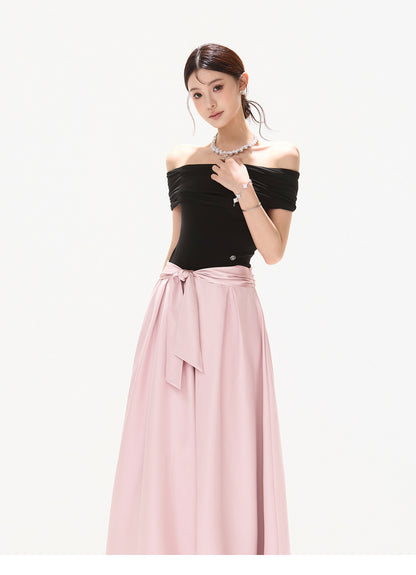 BLACK ROSE SATIN DRESS