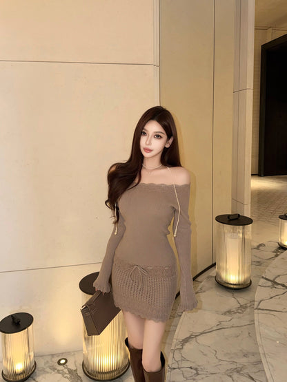 FRENCH CUT-OUT OS KNIT DRESS
