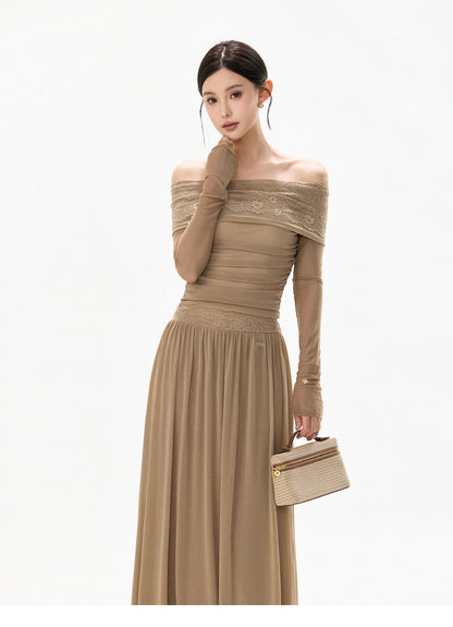 MIST LACE OFF SHOULDER DRESS