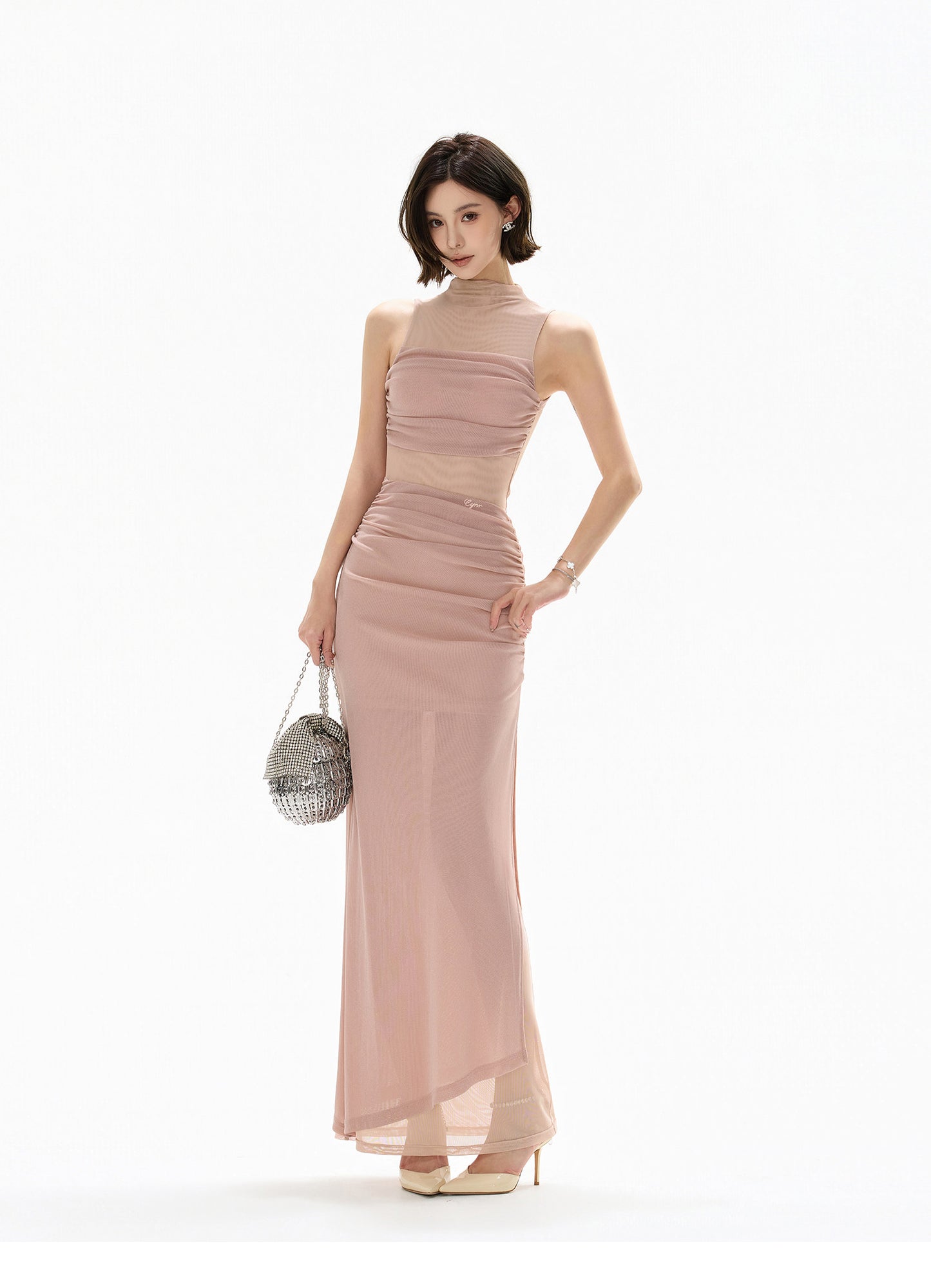 3-WAY FEATHER MUSE HALTER GOWN