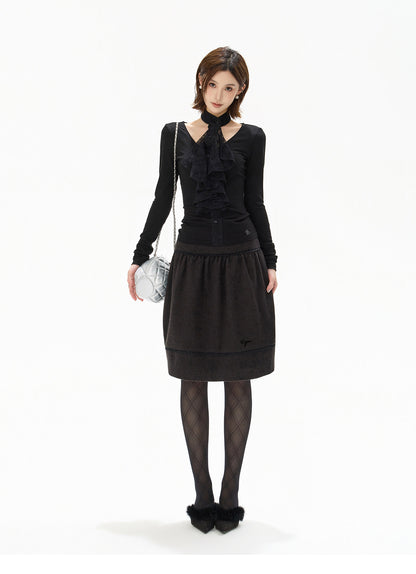 FRENCH LACE BLOUSE & WOOL COCOON SKIRT