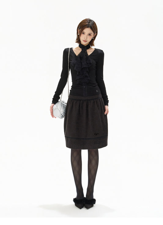 FRENCH LACE BLOUSE &amp; WOOL COCOON SKIRT