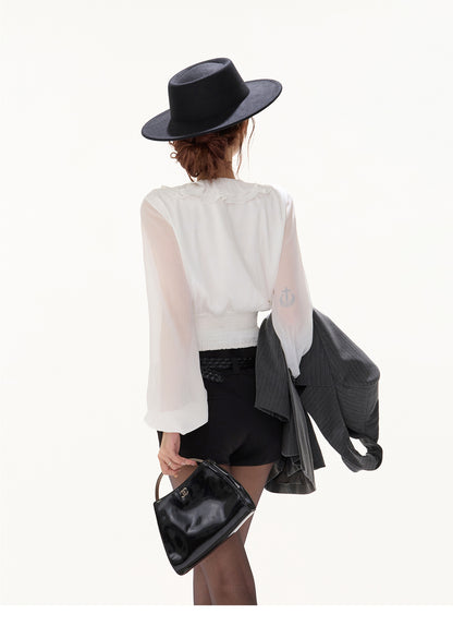 ELEGANT STRETCHED OUT COLLAR BLOUSE
