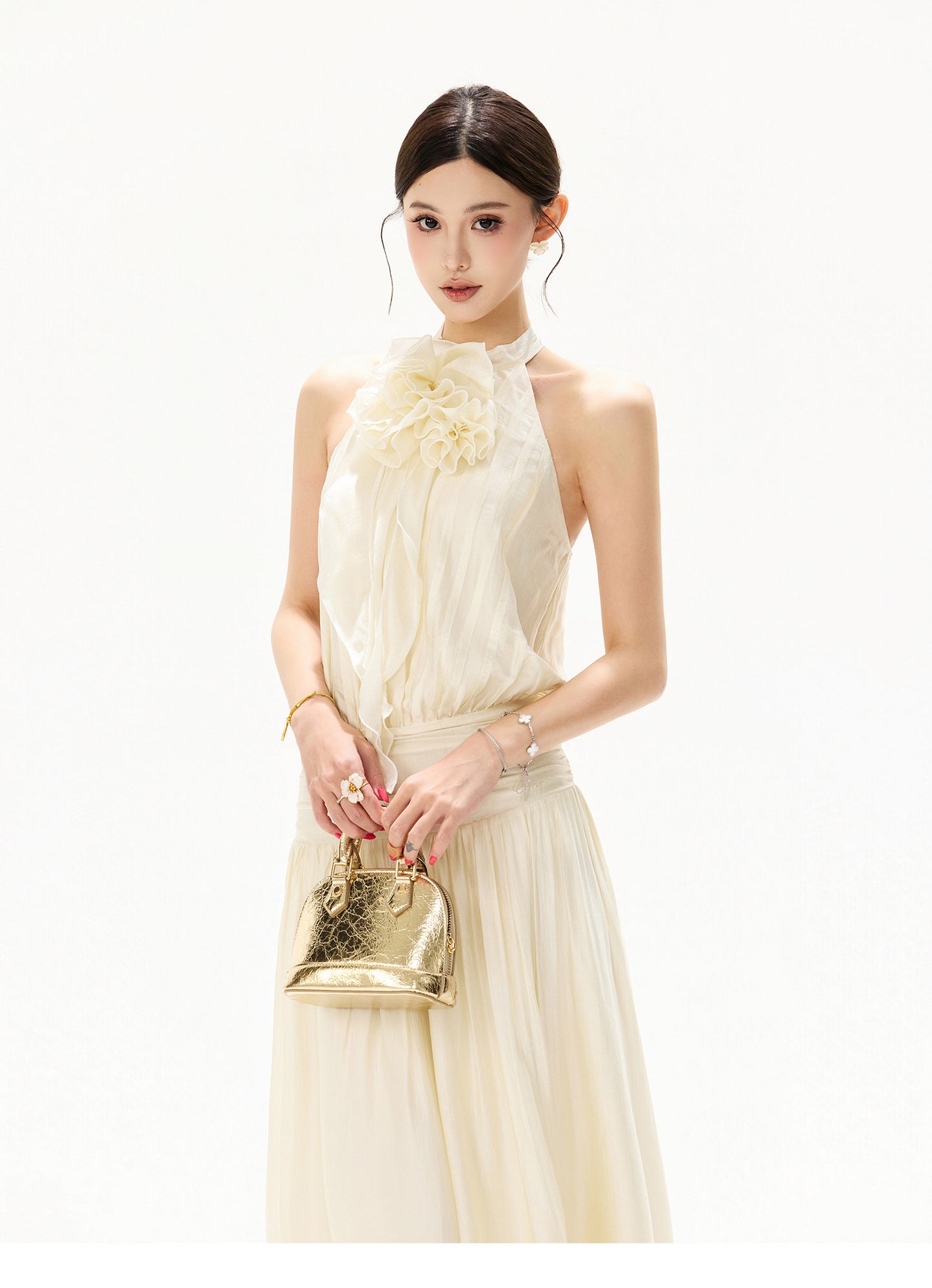 【日本在庫 】FLORAL HALTER CHIFFON MUSE DRESS