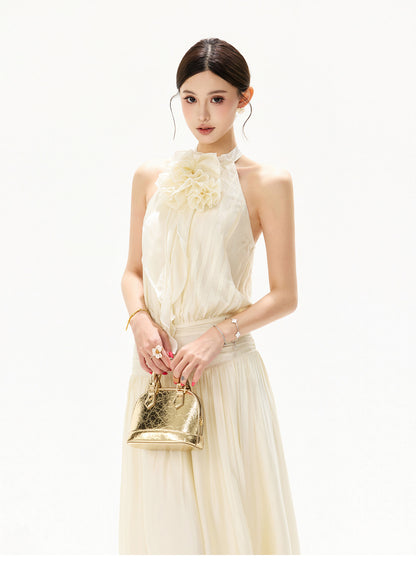 【日本在庫 】FLORAL HALTER CHIFFON MUSE DRESS