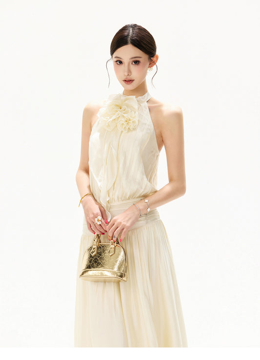 【日本在庫 】FLORAL HALTER CHIFFON MUSE DRESS
