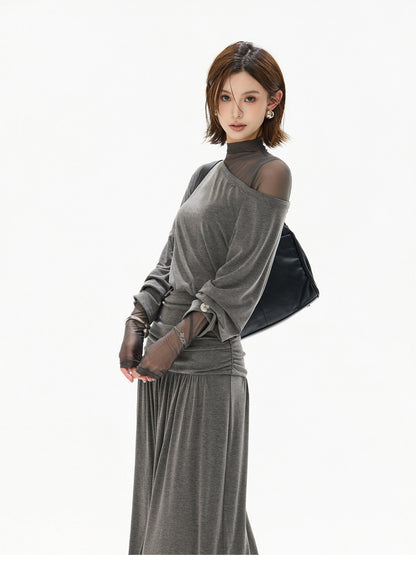 2-WAY OFF SHOULDER KNIT DRESS