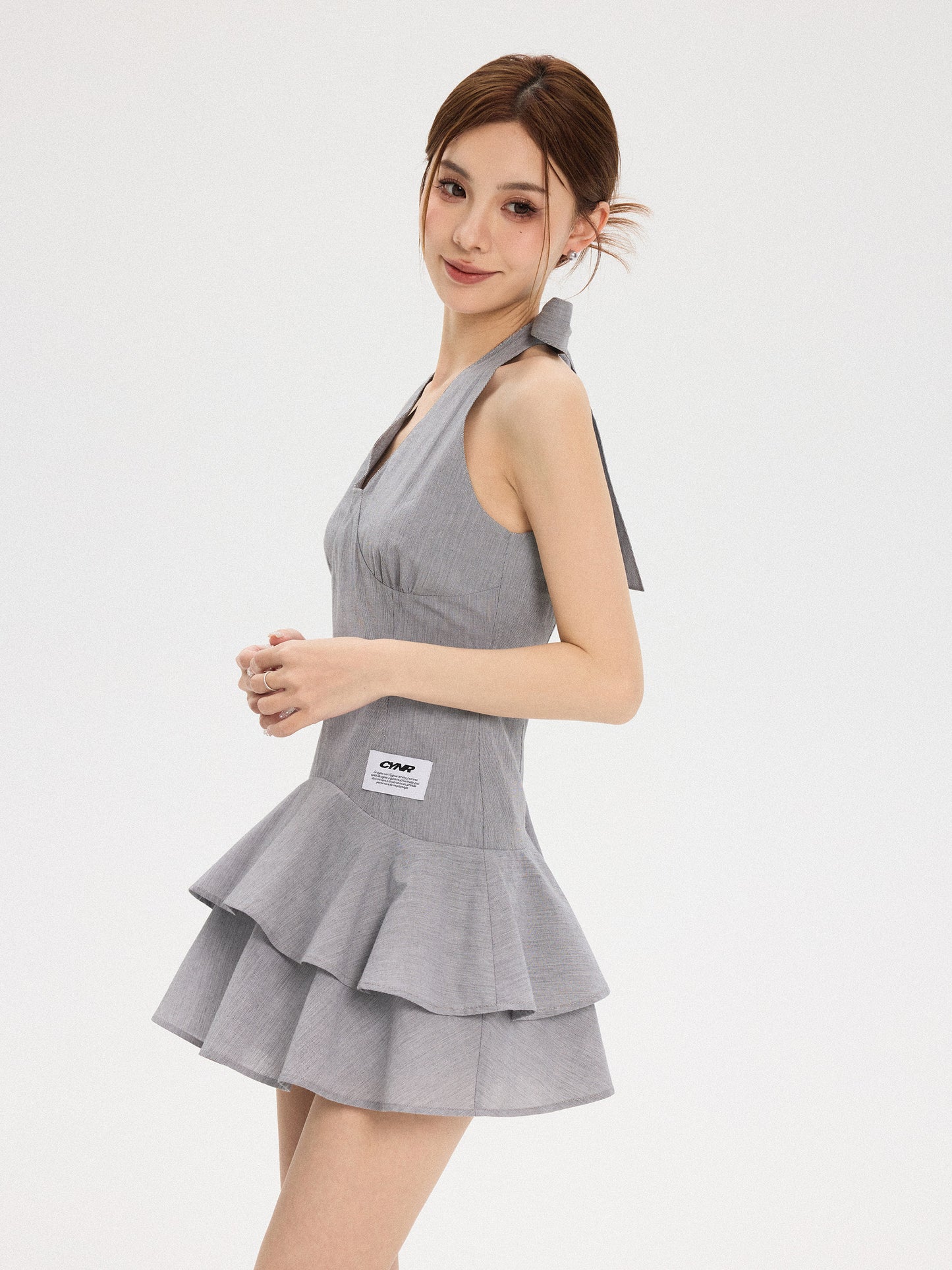 GREY HALTER TIERED SKIRT