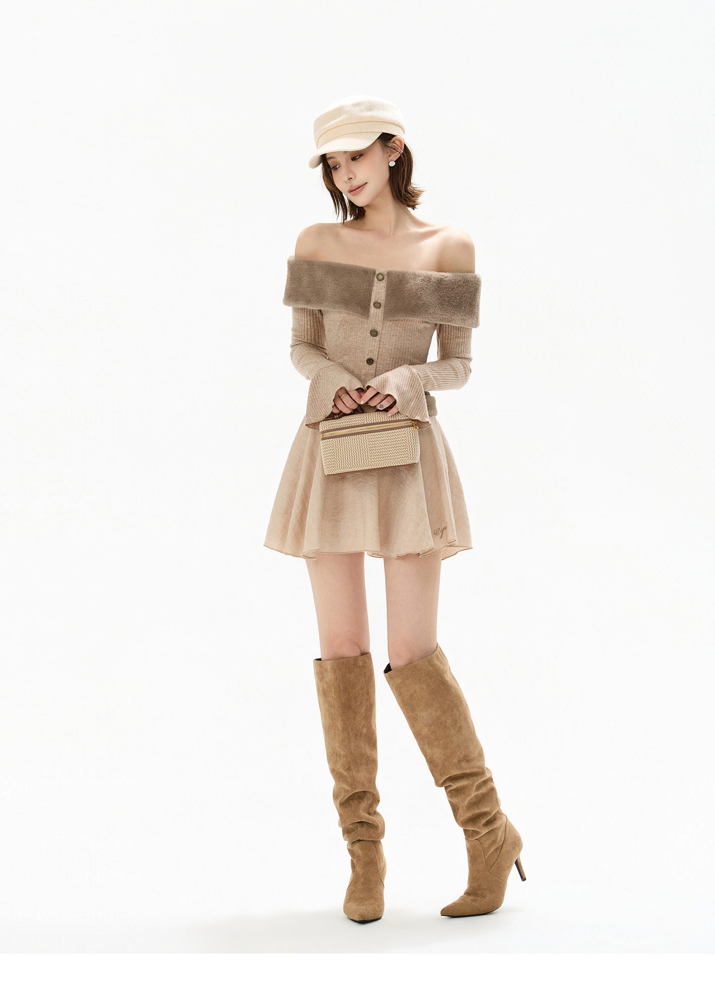 RETRO LADY ECO FUR KNIT DRESS