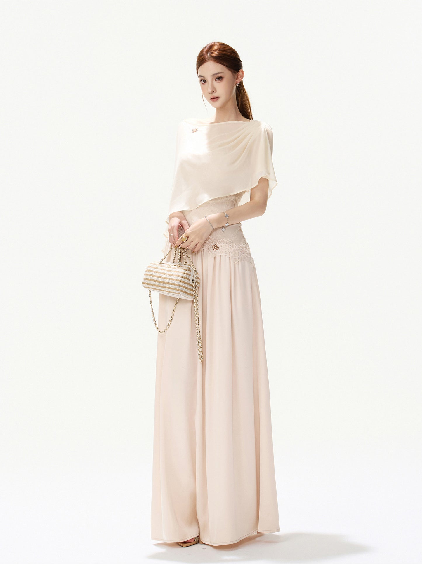 LACE SATIN MAXI DRESS