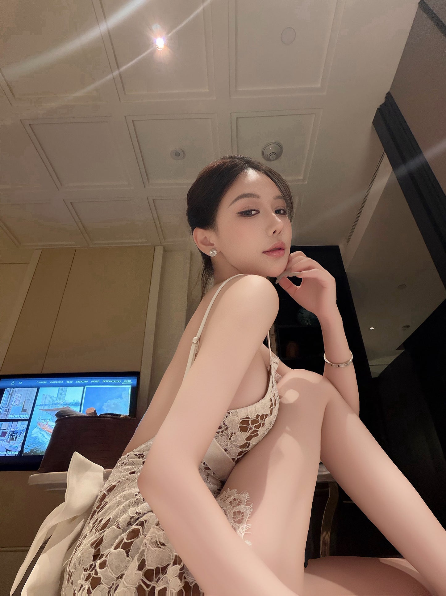 LACE BOW BACK MINI DRESS