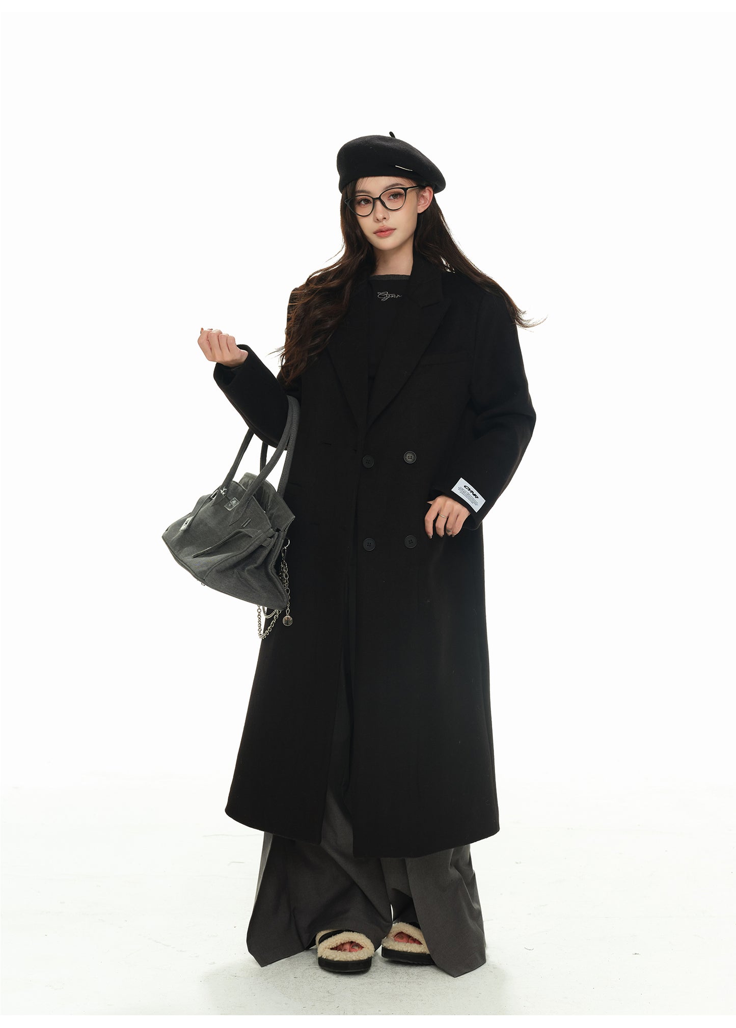 RHINESTONE WOOL OVERSIZED COAT