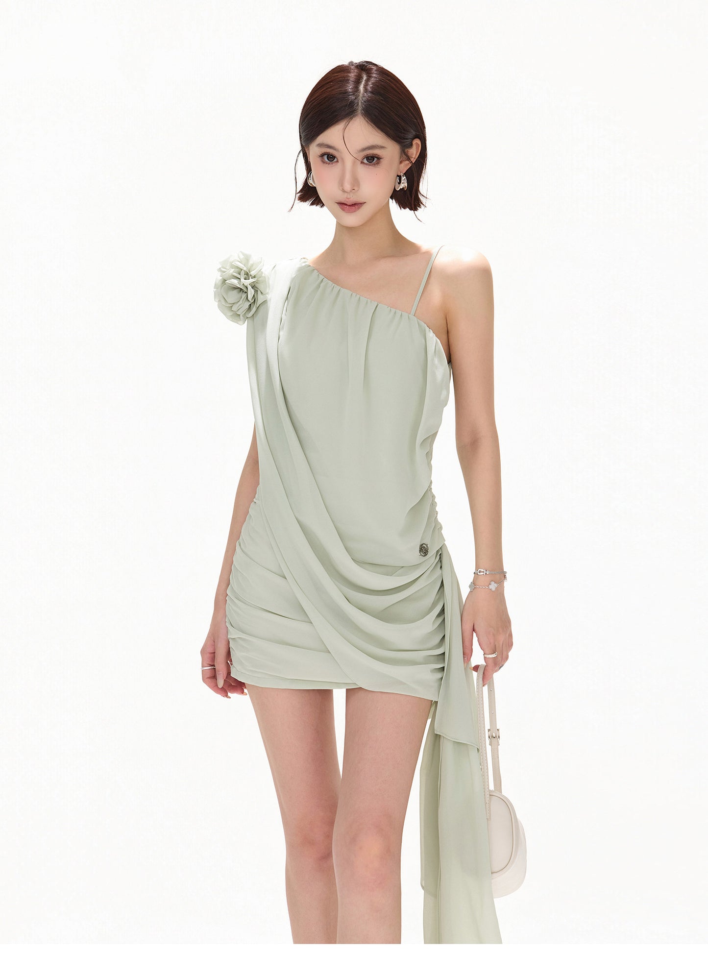 FLORAL ASYMMETRIC MINI DRESS