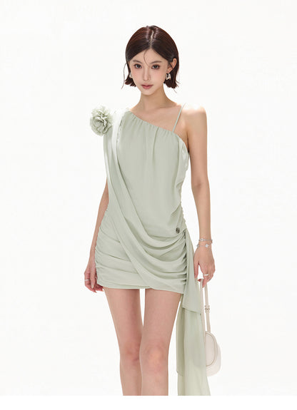 FLORAL ASYMMETRIC MINI DRESS