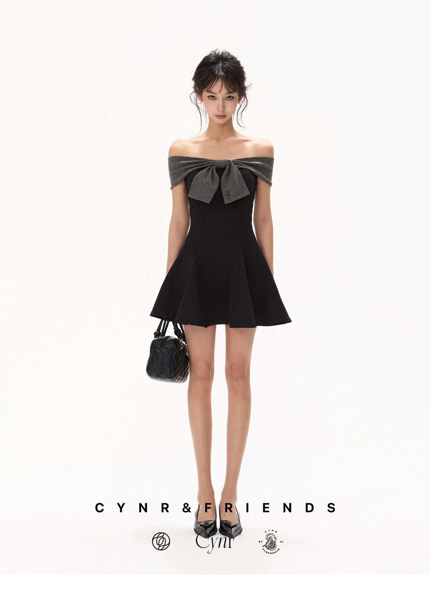 【日本在庫 】OFF SHOULDER POLKA DOT DRESS