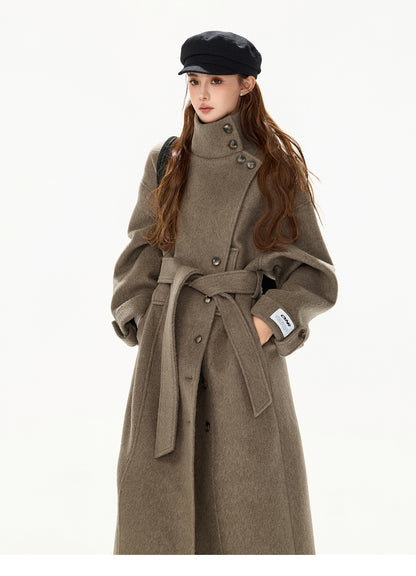 VINTAGE MODERN BELTED WOOL LONG COAT
