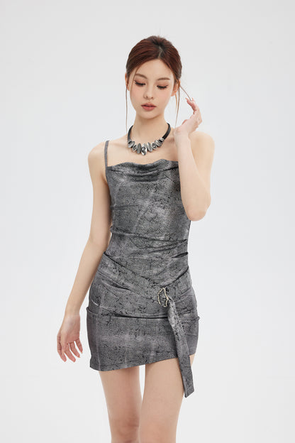 METALLIC KNITTED SLIP DRESS