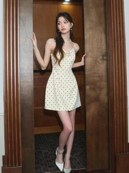 POLKA DOT V-NECK SLIP DRESS