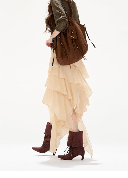 BRITISH BLAZER × BOHO CHIFFON SKIRT