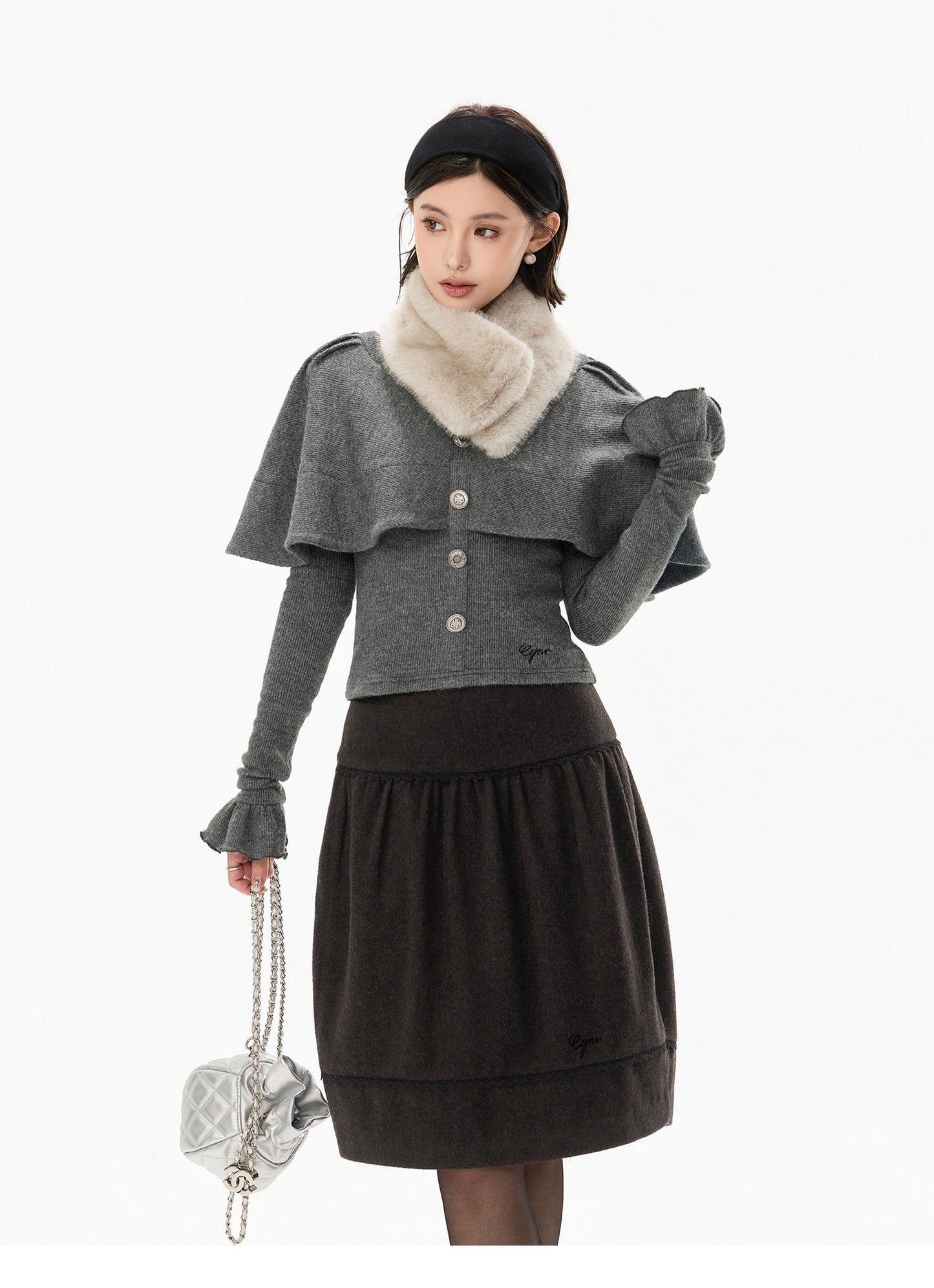 TEXTURED CAPE KNIT TOP