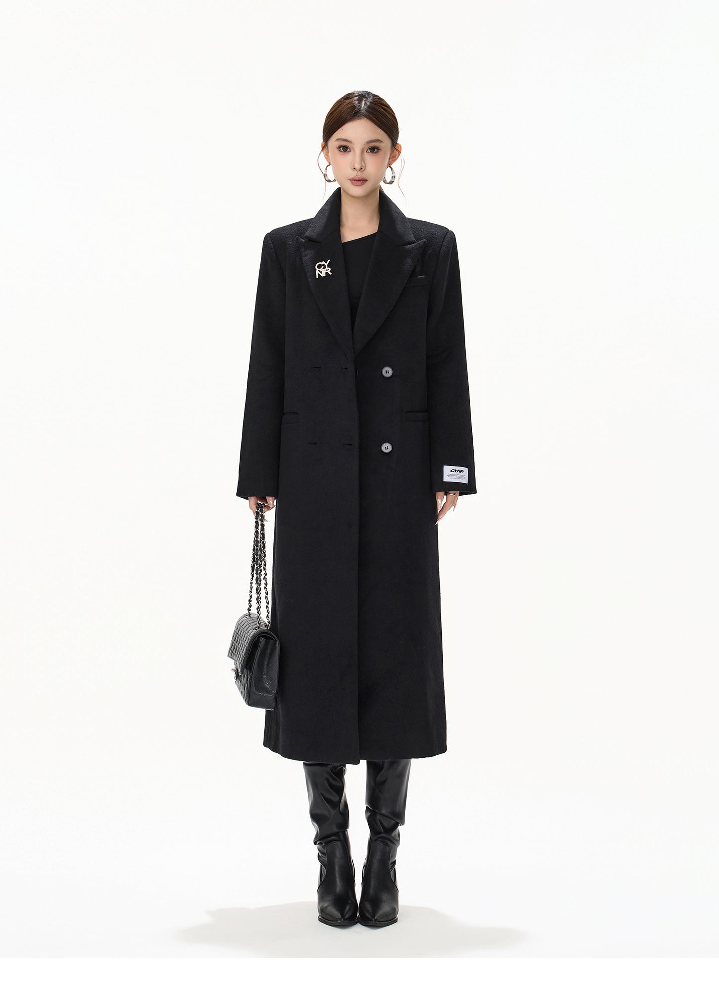 RHINESTONE WOOL OVERSIZED COAT